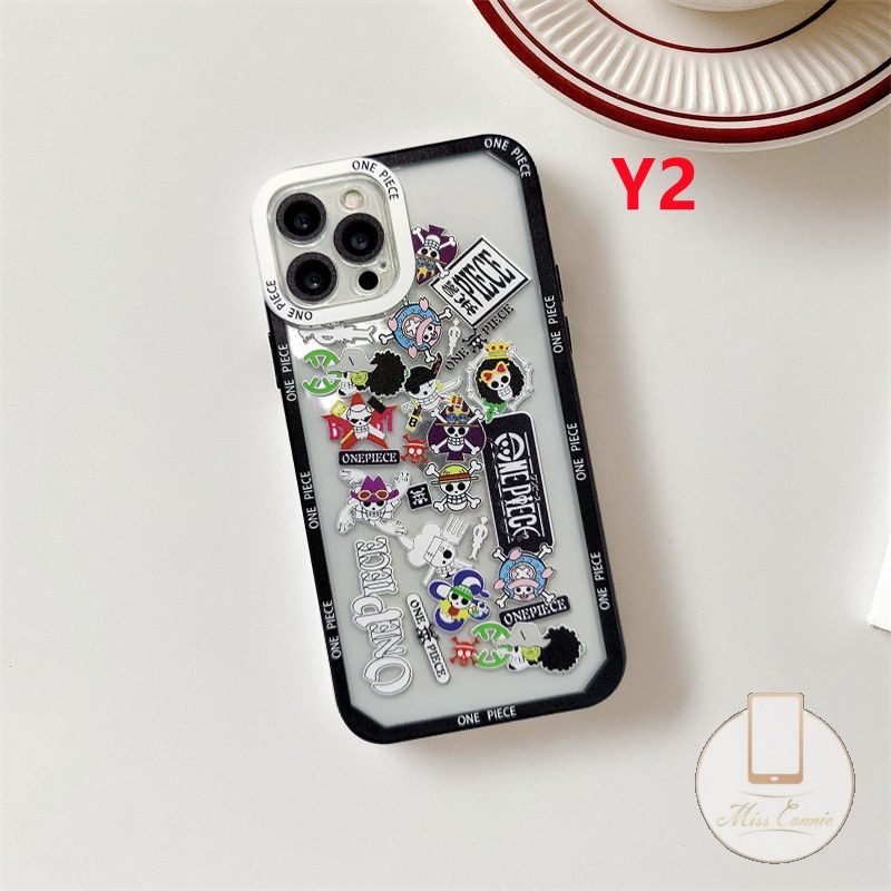 IPHONE Shockproof Soft Case Kompatibel Untuk Iphone6 6s 7 8 Plus 11 12 14 Pro XS Max XR X SE 13 Pro Max Kartun One Piece Pola Bening Lembut TPU Kembali Kamera Perlindungan Casing Transparan
