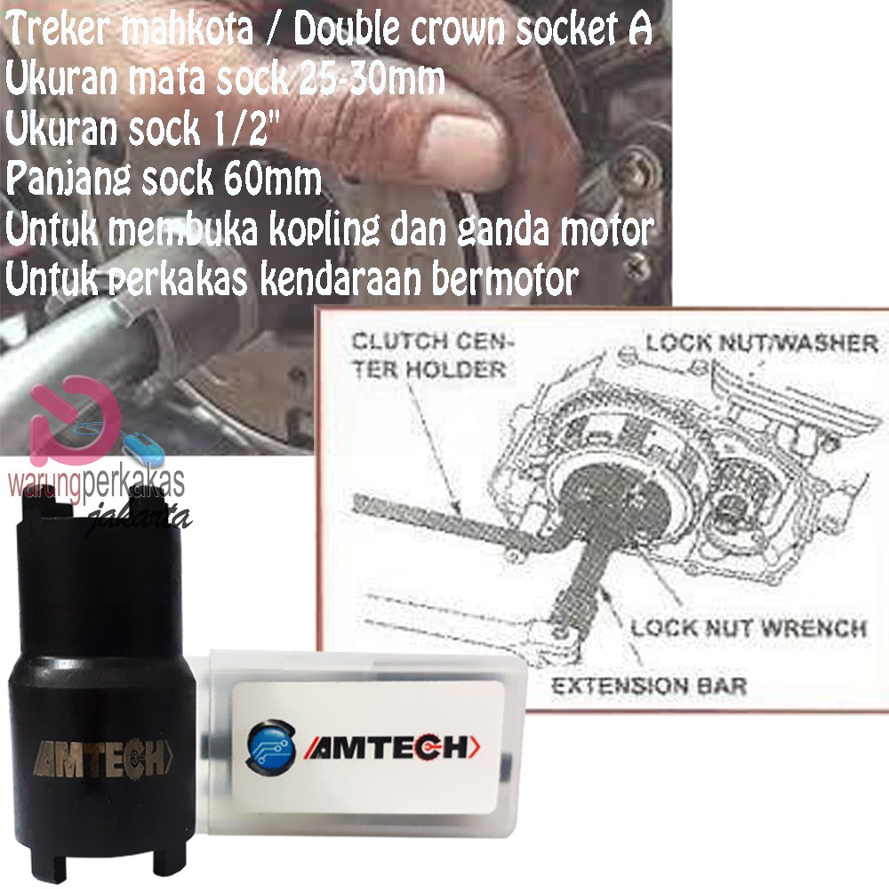 Amtech Treker Kunci Mahkota - Double Crown Socket A 25-30mm