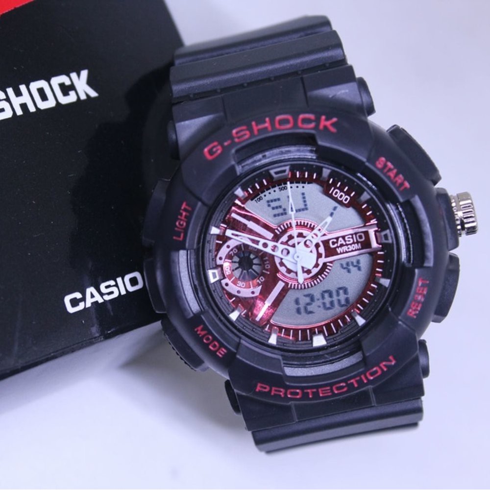 JAM TANGAN PRIA KEREN G SHOCK GA 110 BLACK LIST RED