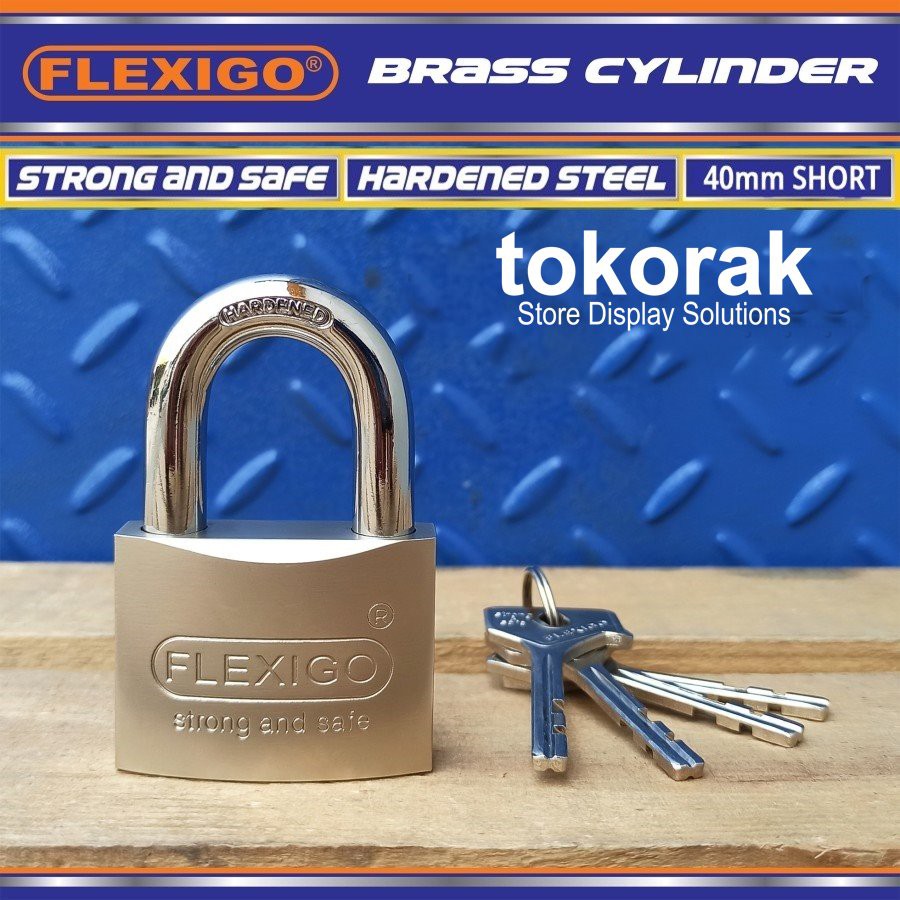 GEMBOK BRASS 40MM PDK FLEXIGO SHERLOCK ANTI CAIRAN POTONG PALU TOKO