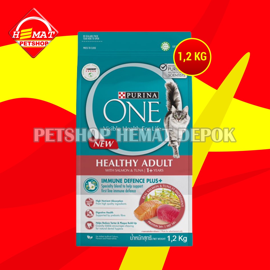 Purina One Makanan Kucing Dewasa Cat Food Adult Salmon Tuna 1.2 KG