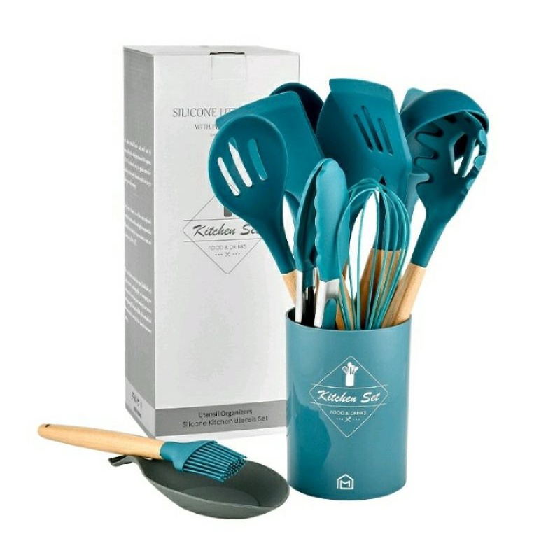 KITCHEN SET Sutil Silicone 13pcs Spatula Silikon Tahan Panas Peralatan Masak