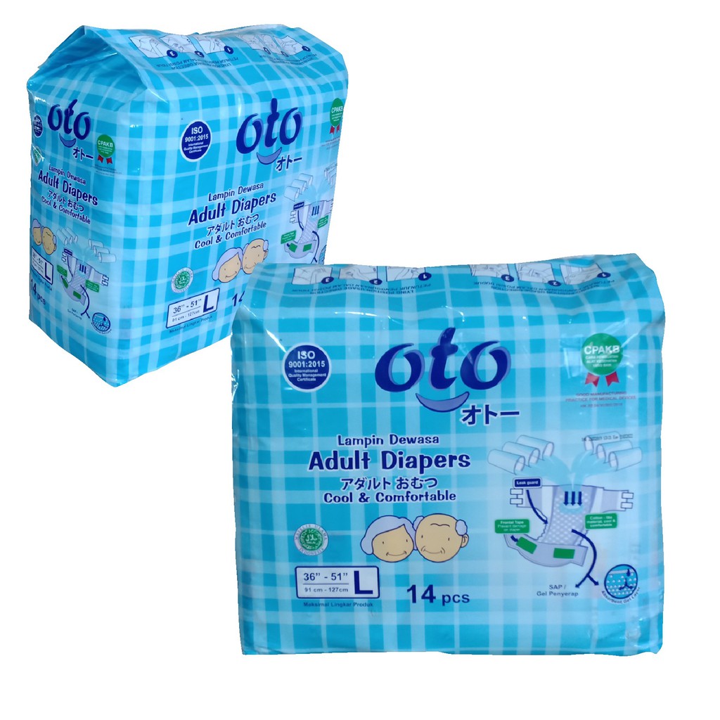 OTO Popok Dewasa model Lem Perekat Adult Diapers size M / L isi 14 pcs