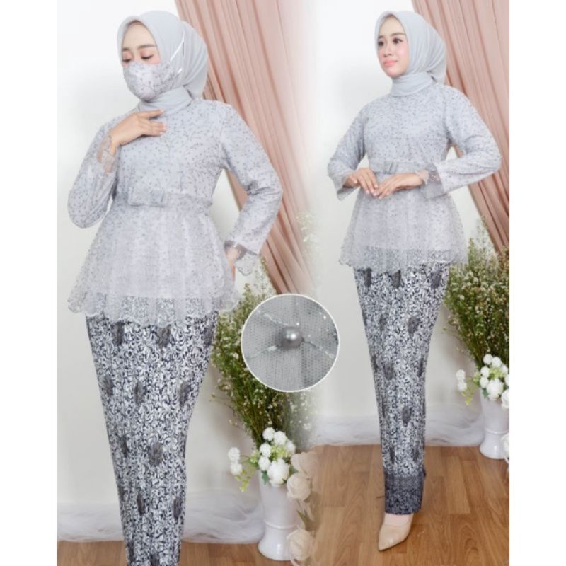 0SET KEBAYA TULLE MARSYA - KEBAYA WISUDA 2021 - MODEL KEBAYA KEKINIAN OUTFIT - LERONG FASHION