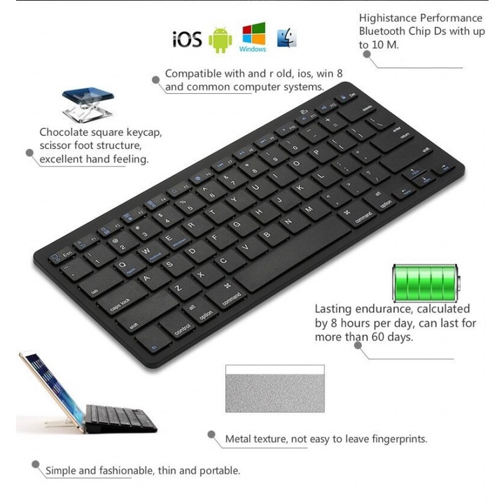 BK3001 - Universal Bluetooth 3.0 Wireless Keyboard - Battery Powered