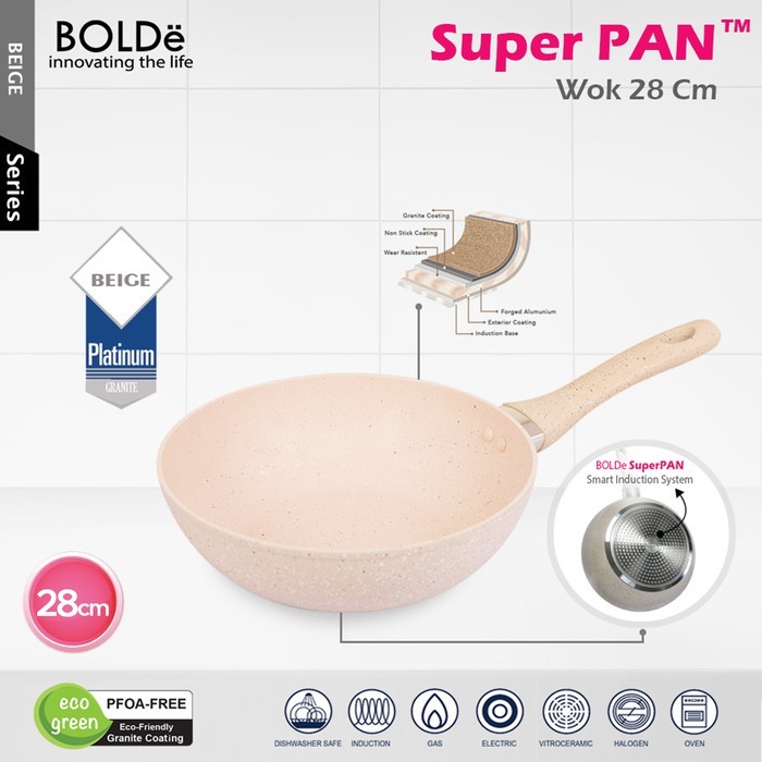 BOLDE Super Pan WOK 28 cm BEIGE - Wajan Kompor Induksi