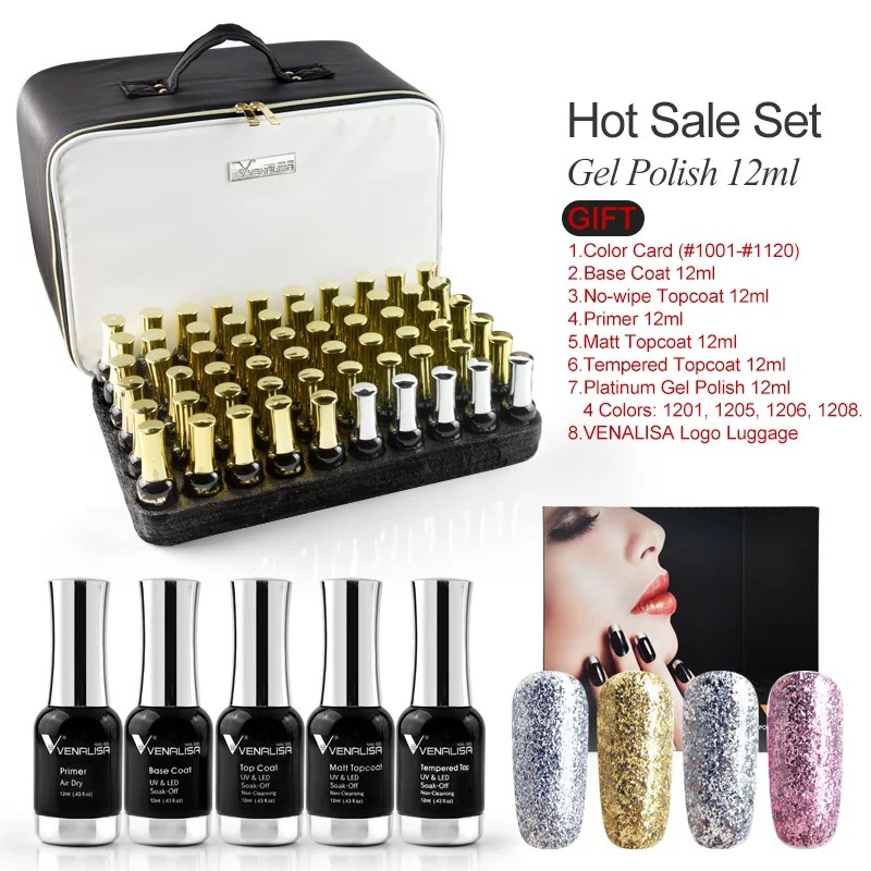 1 set 120 Warna  Kutek Gel Polish / Gel Nail Polish 7.5ml Venalisa 12ml  / Kutek UV Gel Venalisa