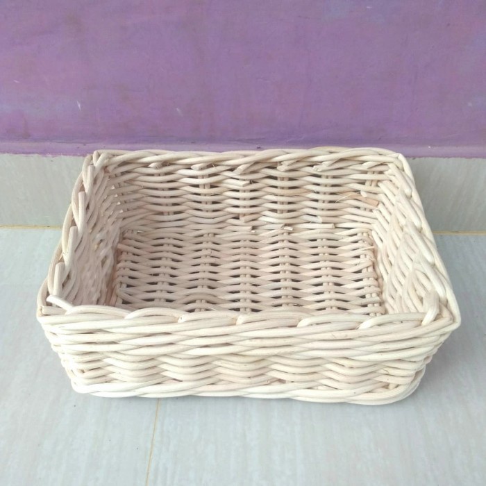 keranjang rotan persegi tempat penyimpanan sovenir serbaguna 25 X 18 X 9 cm