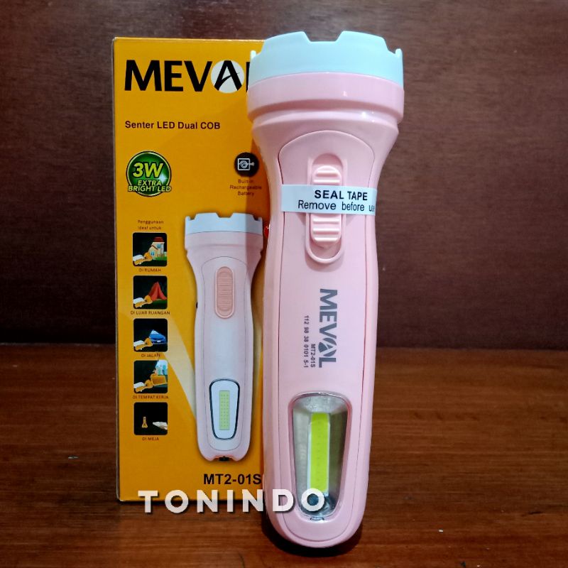 Senter Tangan Rechargeable LED Dual COB MEVAL 3 watt