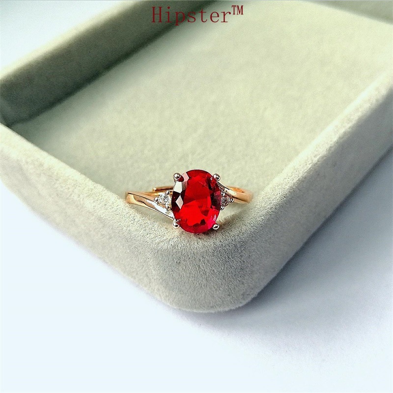 New Classic Exquisite Inlaid Colored Gems Red Crystal Adjustable Ring