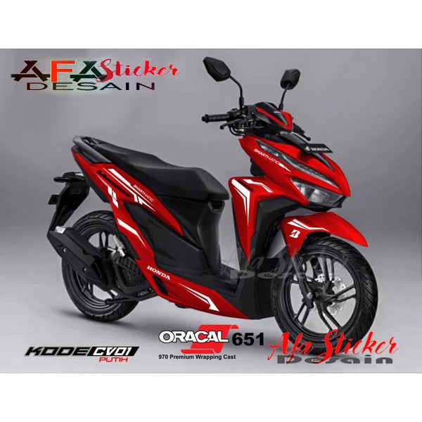 Stiker Motor - Cutting Sticker - Stiker Vario - for HONDA NEW VARIO  125 -150 Merah Putih