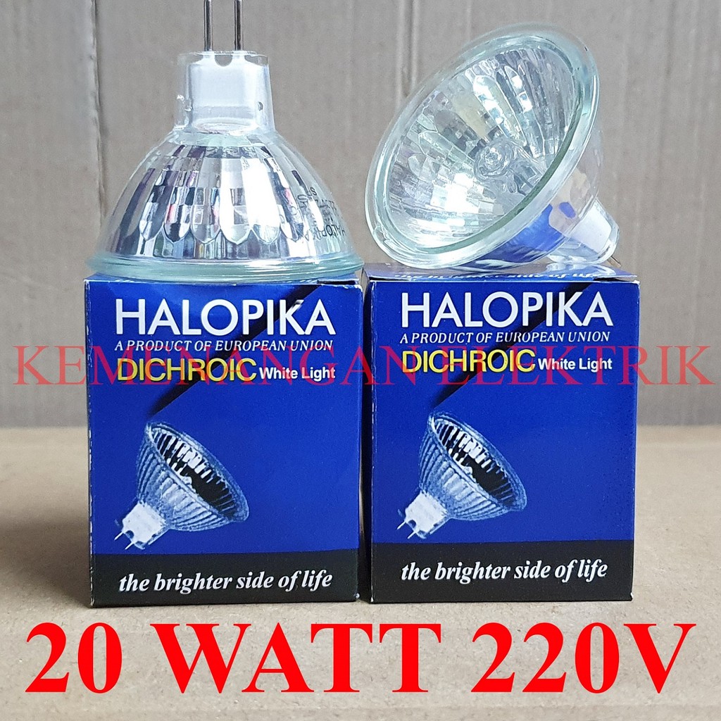 LAMPU HALOPIKA HALOGEN MANGKOK 20W MR16 SINAR KUNING DICHROIC 20 W 20WATT 220V / HALOGEN TUSUK MR 16 20W 220 V