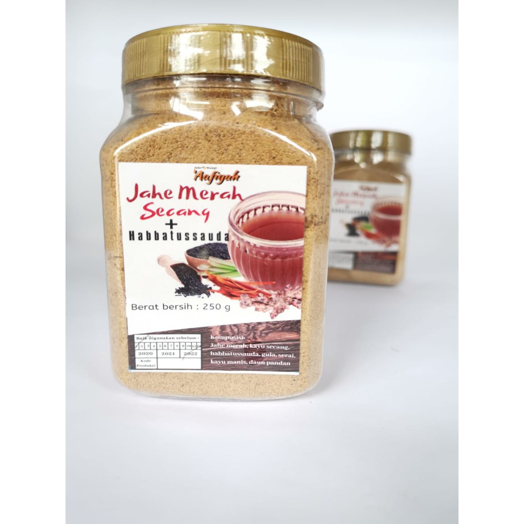 

Makro Mart Minuman Herbal Serbuk Jahe Merah Secang + Habbatussauda Griya 'Aafiyah 250 gram