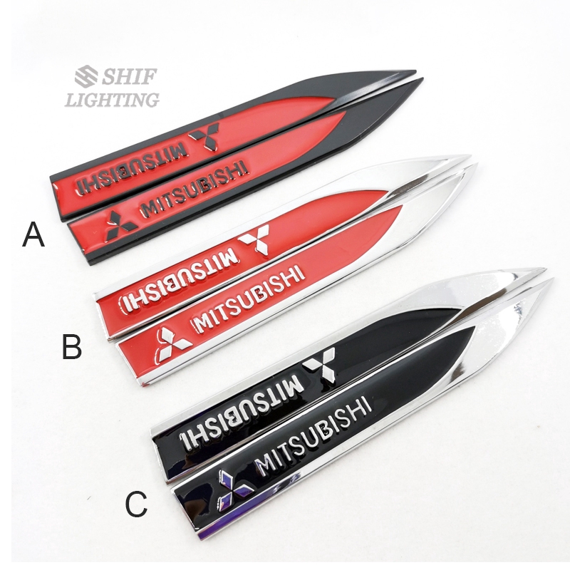 2Pcs Stiker Emblem / Badge Logo Mitsubishi Bahan Metal untuk Mitsubishi