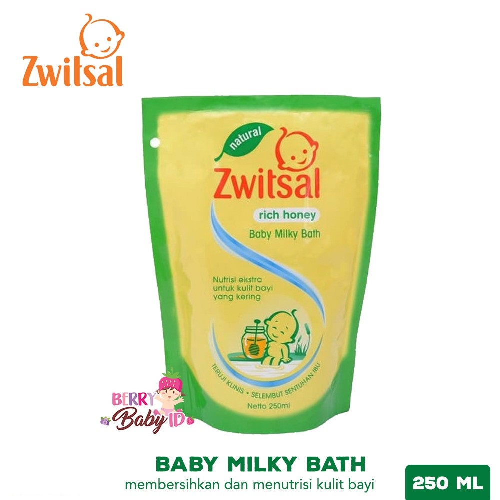 Zwitsal Natural Baby Milky Bath With Rich Honey Sabun Bayi Anak 250ml Berry Mart