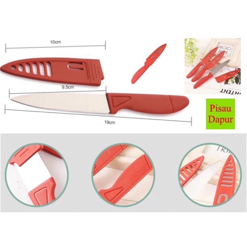 (SUN) PISAU DAPUR STAINLESS SARUNG PELINDUNG ALAT KUPAS BUAH MINI POTONG SAYUR KNIFE TAJAM SERBAGUNA