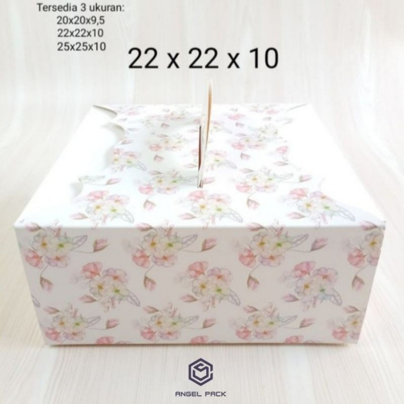 

Dus kue box kotak kado white flower with handle 22x22x10 per 5pcs hampers kokoh