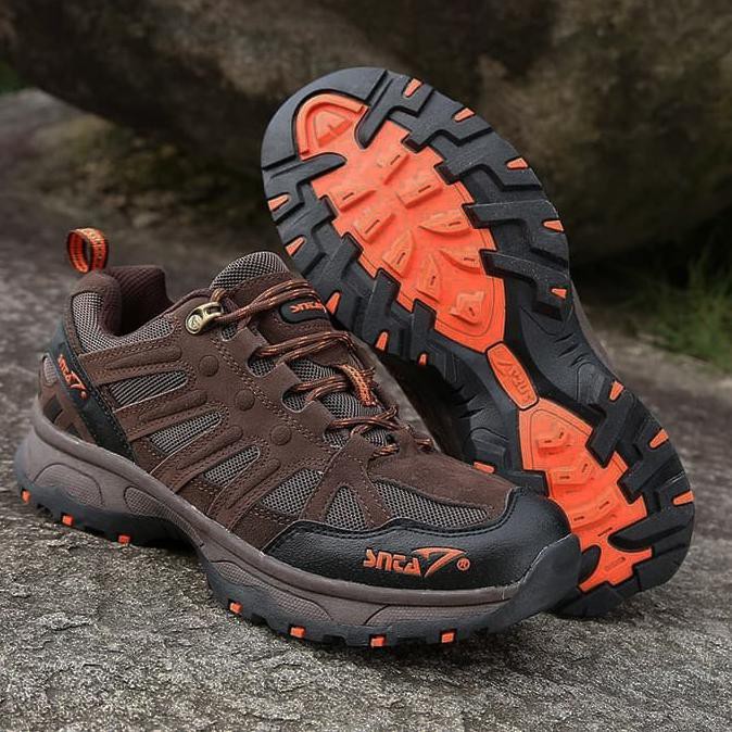 Sepatu Gunung SNTA Original - Sepatu Outdoor SNTA 434 Low - Free Buff - Brown Orange, 41