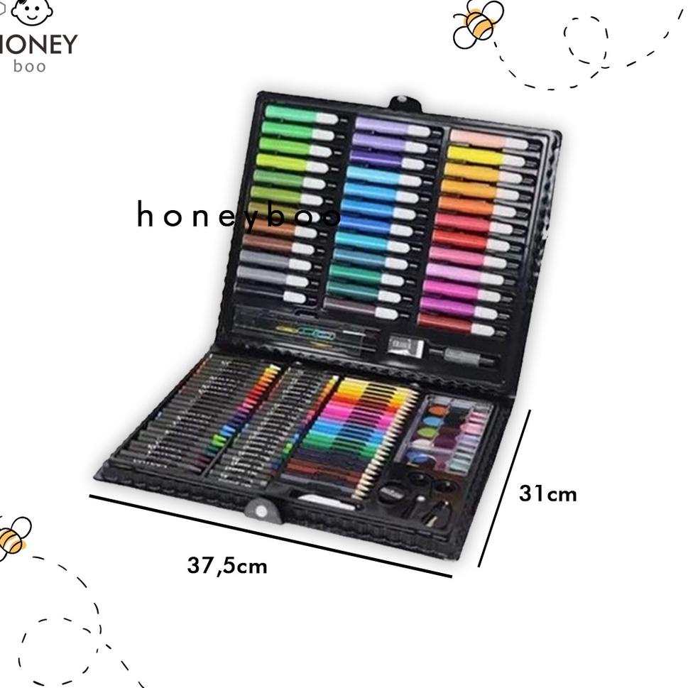 

<F-OIT} <☼} // Honey Boo - Krayon Anak Set Koper 150 in 1 Crayon Full Alat Melukis Mewarnai Set <viral}