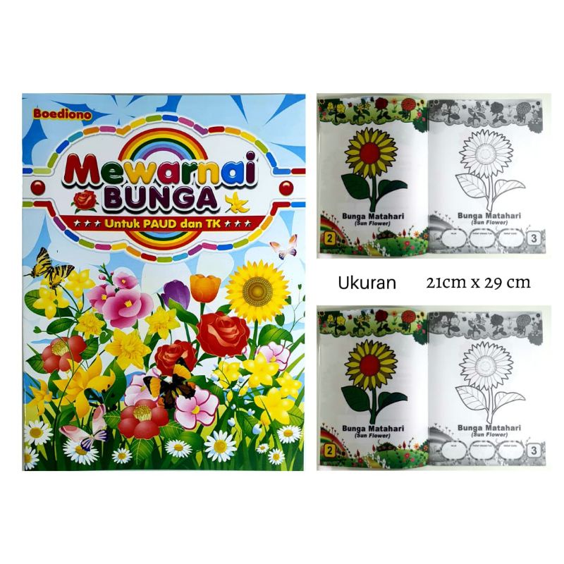 BOEDIONO - Buku Mewarnai Bunga Untuk Paud & Tk (ukuran 21x29)