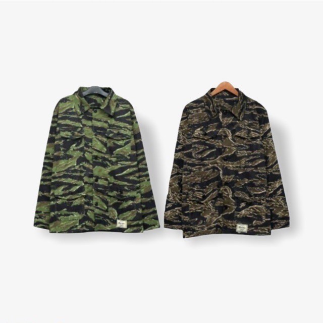 Jaket Parka Pria Level Up Camo Tiger Hijau & Coklat