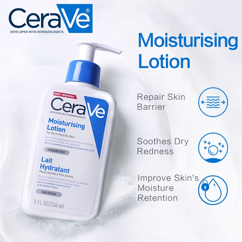 Cerave Moisturising Lotion 236 ml / Cerave Foaming Facial Cleanser 236ML face wash ORIGINAL