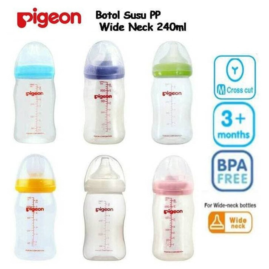 Botol Susu Pigeon 240ml Baby Girl 3pcs SofTouch Peristaltic Plus Wide Neck