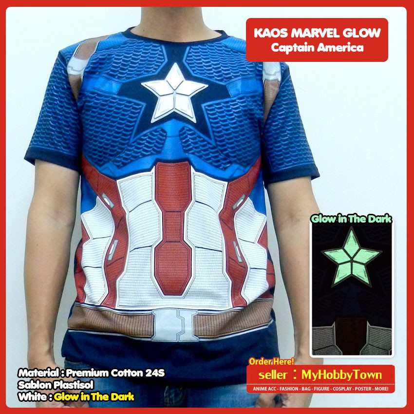 Kaos Marvel Avengers Captain America Glow In The Dark