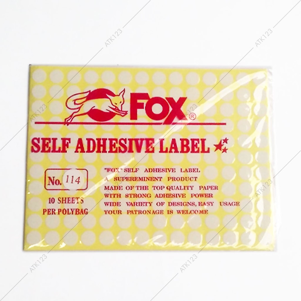 

Kertas / Label Stiker Fox No. 114 uk. 13 mm (Lingkaran / Bulat)