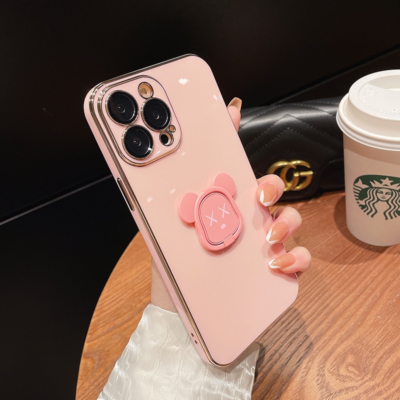 Soft Case Silikon Motif Beruang Dengan Ring Holder Untuk Redmi Note 11 Pro 11s 10 9 9A 9T 10s 9 9s 8