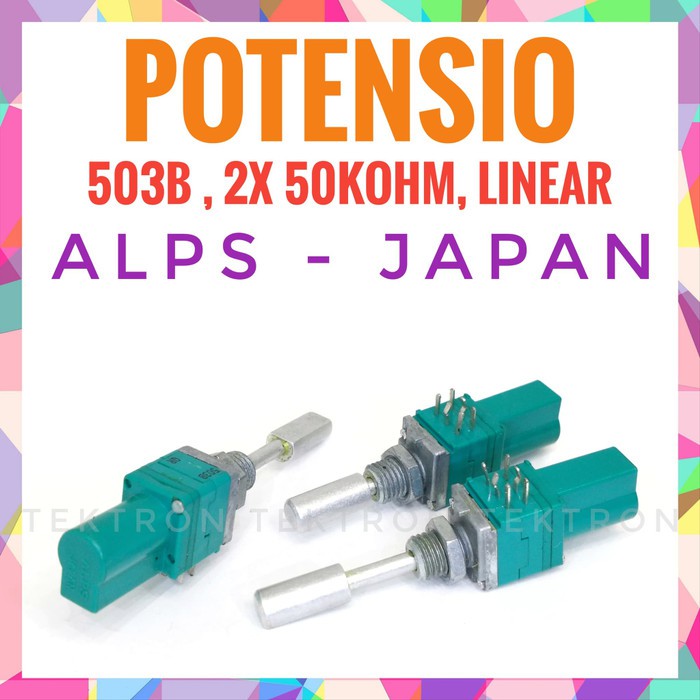 Potentiometer Stereo B50K ALPS - JAPAN , 503, potensio 6Pin, Trimpot
