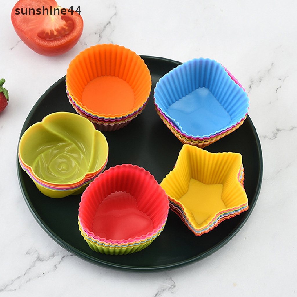 Sunshine 5Pcs/set Flower Silicone Cake Cup Cake Tool Bakeware Baking Silicone Mold 7cm .