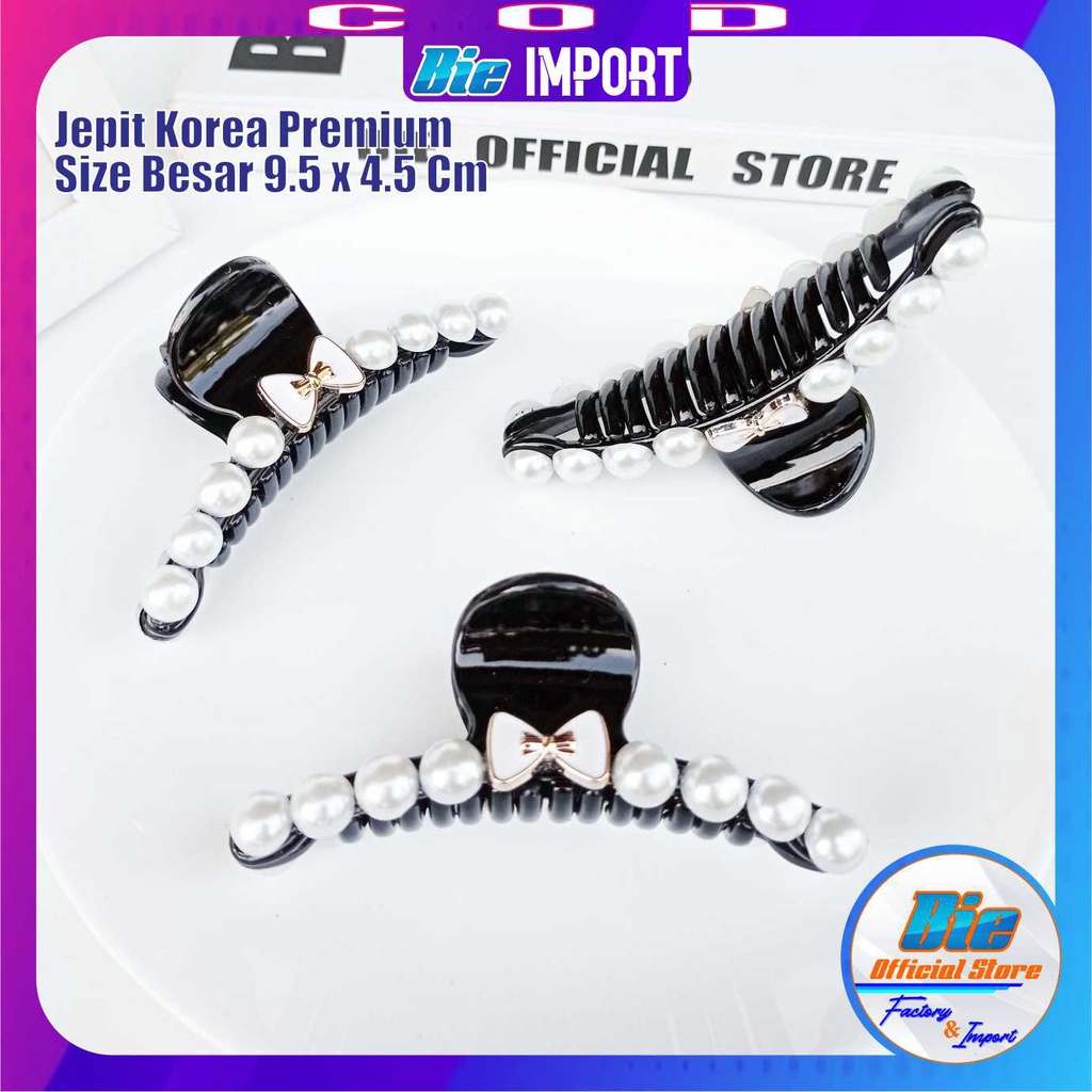 Jepit Rambut Korea Premium Black Perl Size Besar Impor Best Seller