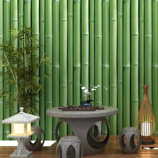 Wallpaper stiker dinding motif bambu polos