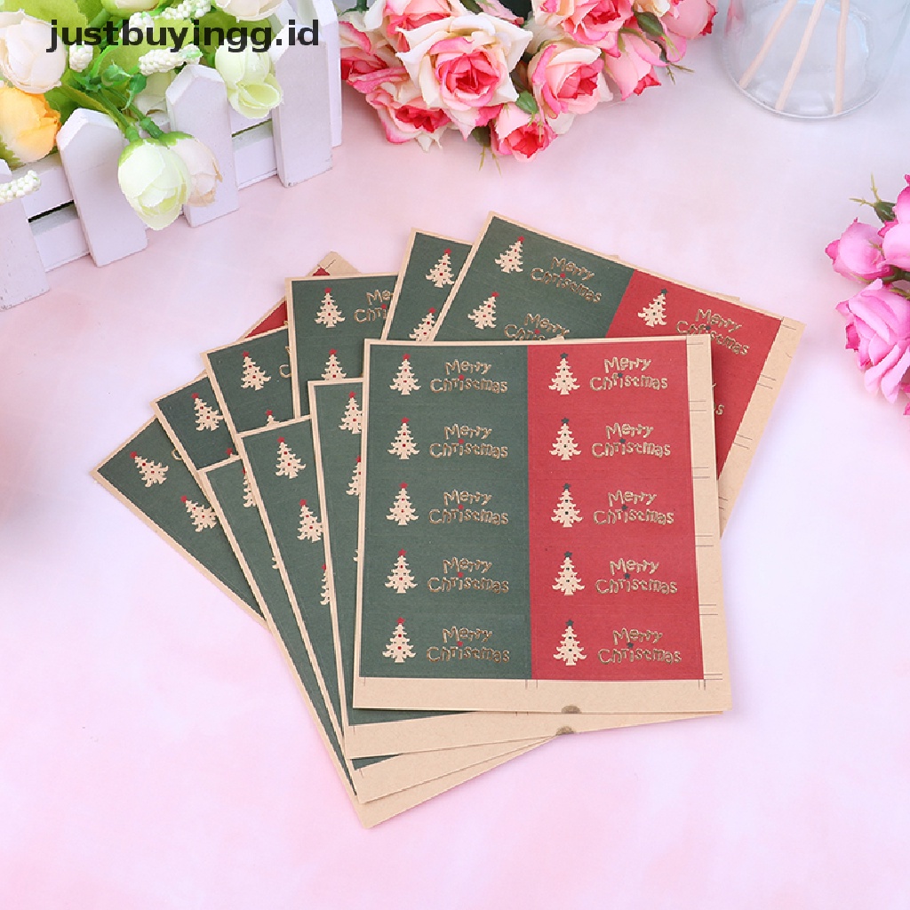 (Justbuyingg.Id) 100pcs Stiker Label Bentuk Pohon Natal Untuk Hadiah