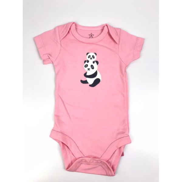 BABY K2 - Baby Bodysuit Isi 5 Pcs Motif Panda Pink Merek Tedmimak