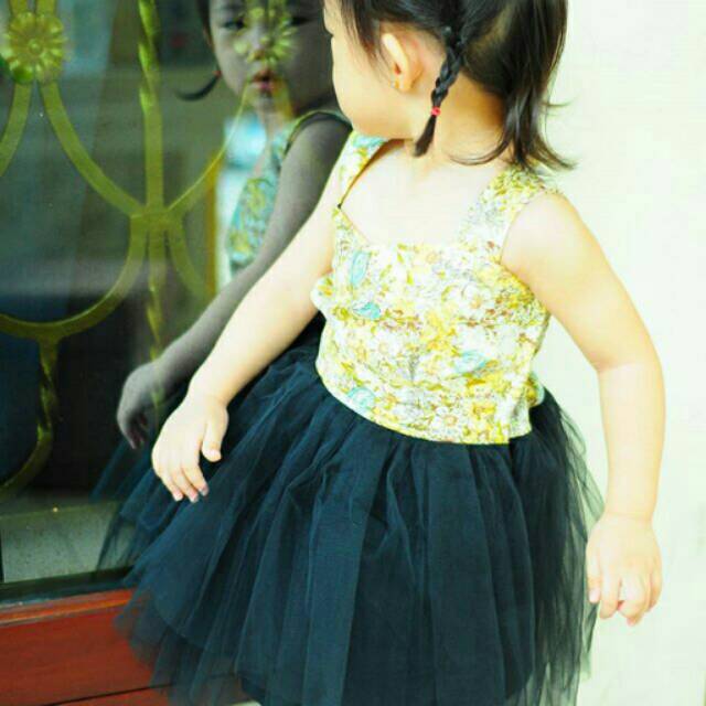 dress anak perempuan import Tutu dress hitam 2-4 tahun