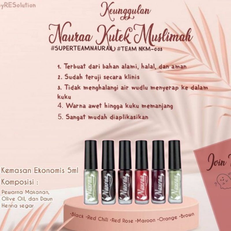 KUTEK HALAL MUSLIMAH Kuteks Henna Inai Muslim Hena Pewarna Cat Kuku Halal Kutex Hena Muslimah / Nauraa Tuffah Nail Henna Halal Sah Solat