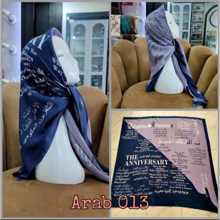 Hijab Segiempat Motif Koran arab / arabic premium / Kerudung voal best seller-ARAB 013