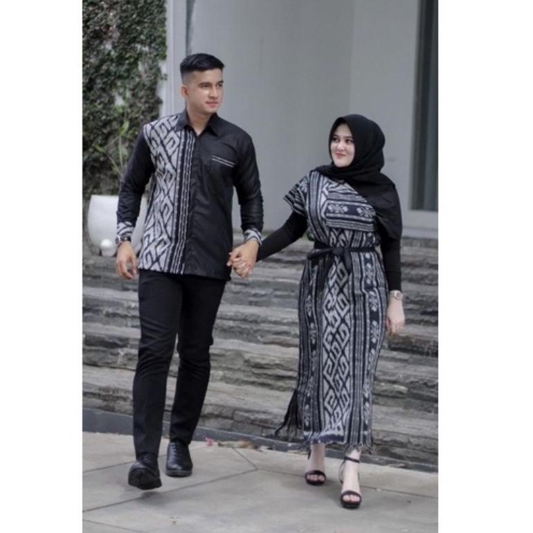 Sek31au22ᴬ ‣ COUPLE AURORA  TORAJA HITAM DRESS TENUN SONGKET DRESS KONDANGAN COUPLE ETNIK BAJU PREWE
