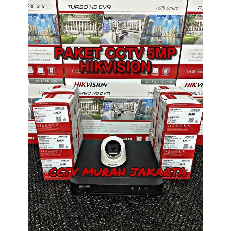 paket cctv 1 camera hikvision 5mp komplit siap pasang 5 mp megapixel 4 ch channel 4ch 4channel murah