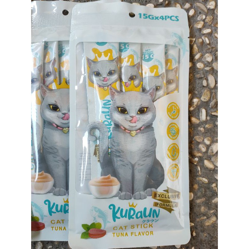 Kuraun cat stick tuna flavor 15gr x 4pcs / cat  liquid snack / snack kucing / cemilan kucing