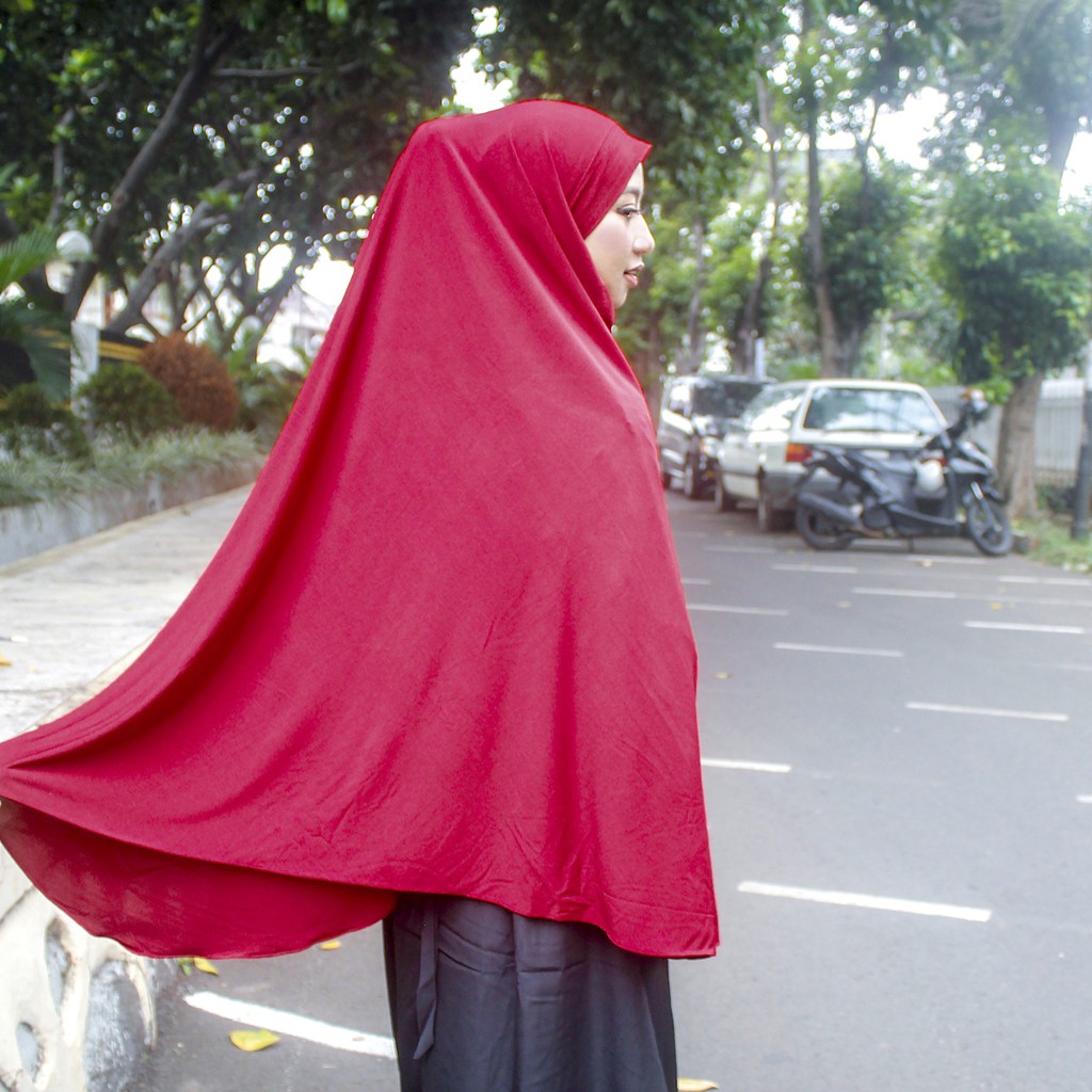 Jilbab Instan Niqab HANIFA Syari Khimar Cadar bahan jersey PREMIUM