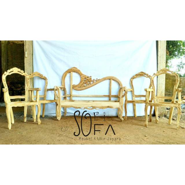Set Pelamin Sofa ukir love miring & kursi kerang mentahan jepara murah