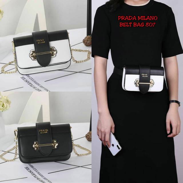 NEW ARRIVAL PRADA MILANO CAHIER LEATHER BELT BAG 807
