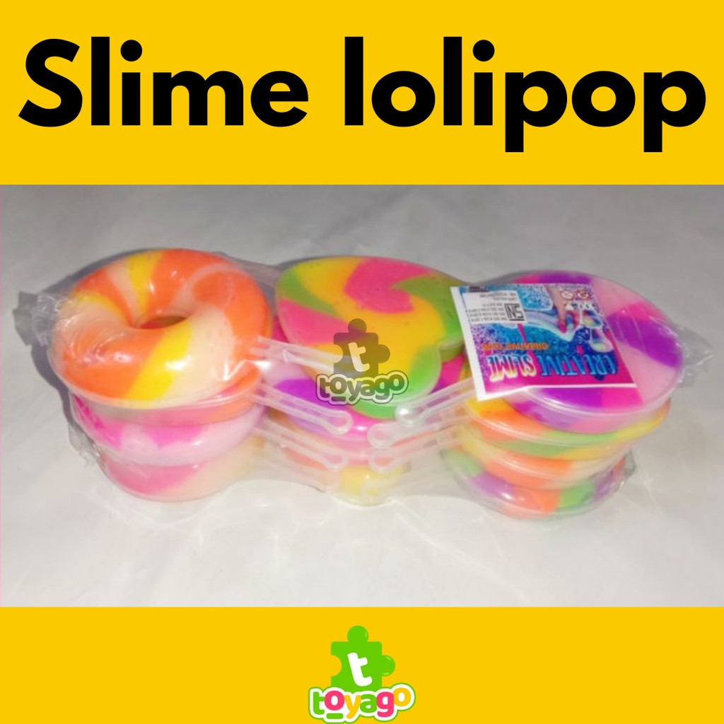 Slime Lolipop Pelangi 12 Pcs Grosir Murah