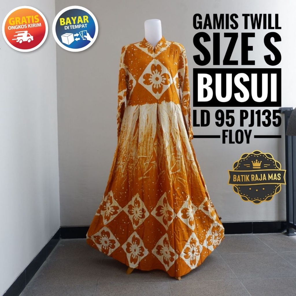 Dress Gamis Wanita Remaja Dewasa Kekinian Motif Batik Abstrak Busui Friendly Resleting Depan Twill O