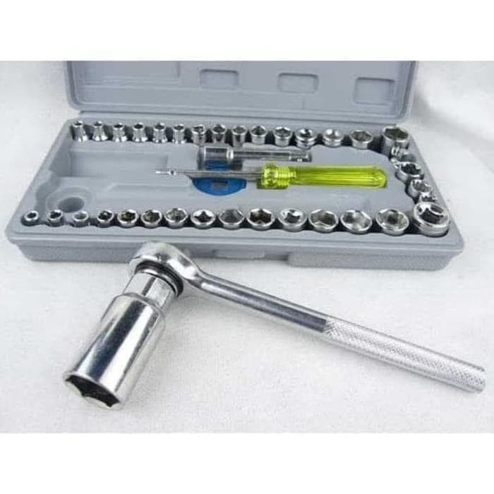 HOPE STORE - [ COD ] Kunci Sok 40 Pcs Set Socket ( 1/4 inch ) Full Lengkap Socket Toll Kit Pas Ring L Motor mobil