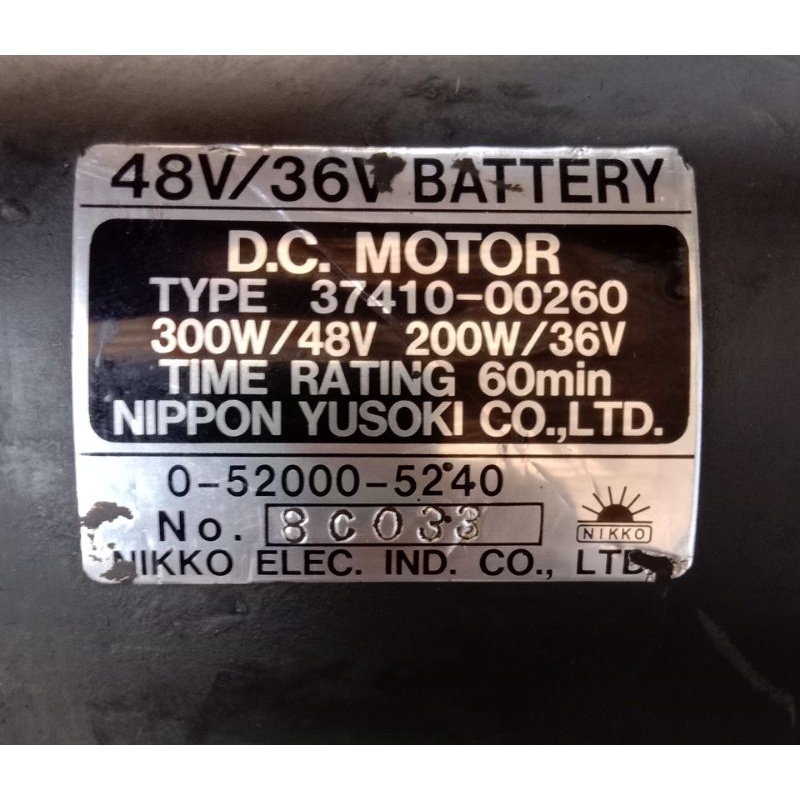 Dc Motor 36/40V 200W~300W Type 37410-00260 Ex Copotan Forklift