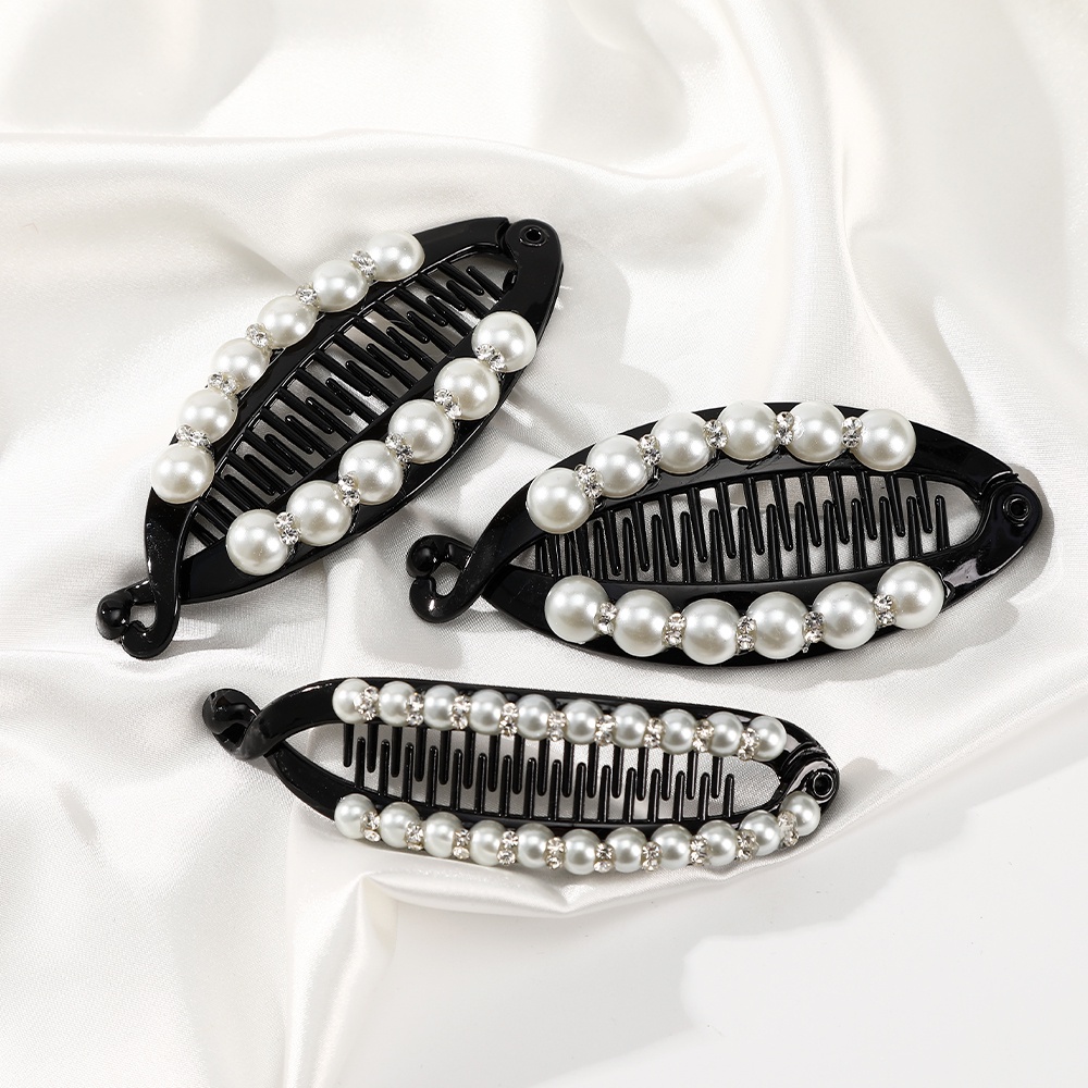 Pearl Diamond Banana Clip Fashion Hair Clip for Women Hair Accessories